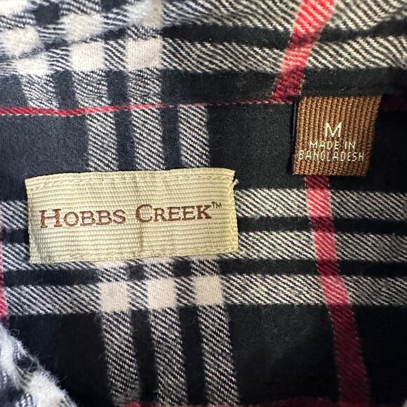 Hobbs Creek Long Sleeve Plaid Shirt Men's M Red/Black/White Button Down Cotton - Picture 2 of 4